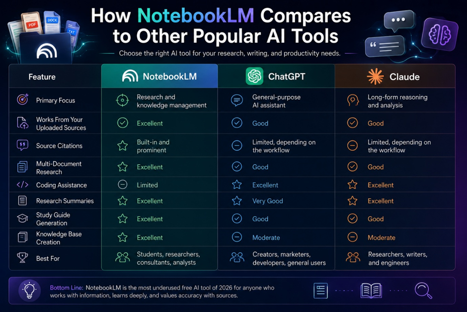 How NotebookLM Compares to Other Popular AI Tools